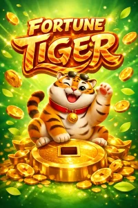 Tigre da sorte com moedas douradas